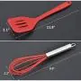 Premium Quality Silicone Kitchen Utensil Set, Heat Resistant, Hygienic, Non Stick, Durable Baking Gift Utensils, 5 pack, Slotted Turner, Tongs, Spatula, Whisk and Basting Brush (Red)