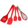 Silicone Kitchenware,Hindom 5Pcs Heat-Resistant Non-Stick Cooking & Baking Utensil Tool Sets with Hygienic Solid Coating (Red)