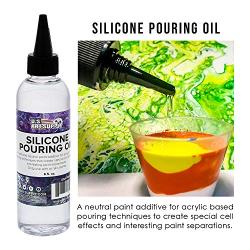 U.S. Art Supply Silicone Pouring Oil - 6-Ounce - 100% Silicone for Dramatic Cell Creation in Acrylic Paint