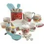 The Pioneer Woman Flea Market 25-Piece Ceramic Pantry Essential Set Adds Elegant Style To Kitchenware (Set Includes 3pc Silicone Tool Set, 7in Utensil Crock, 7.4in Napkin Box, 6.4in Covered Butter Dis