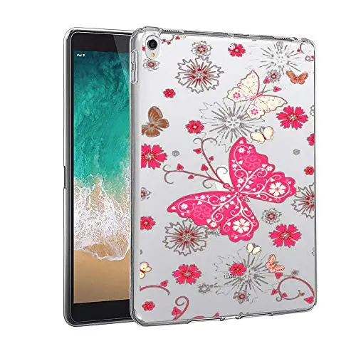 GinHo Customized Protective Cover iPad Pro 11 inch 2018 Butterfly with Slim Soft Durable TPU Ultra-Clear Silicone UV Printing Case