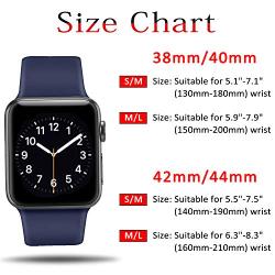 Pack 3 Compatible with Apple Watch Band 38mm 40mm 42mm 44mm Women Men, Soft Silicone Band Replacement for Apple iWatch Series 4, Series 3, Series 2, Series 1