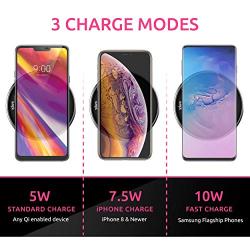 SMPL. Fast Wireless Charger, 10W Wireless Charging Pad, Compatible with iPhone Xs Max/XR/XS/X/8/8 Plus, Galaxy S10/S9/S9+/S8/S8+/Note 9 and More (Black)