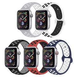 Muzzai Band Compatible for Apple Watch Bands 38mm 40mm 42mm 44mm,Soft Sport Double Color Strap Replacement Wristband Compatible for iWatch Apple Watch Series 5/4/ 3/2/1,Women Man