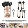 11PCs Copper Plated Handle Silicone Kitchenware Nonstick Cooking Shovel Spoon Kitchen Tool Set Silicone Cooking Kitchen Utensils Set