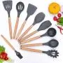 Silicone Kitchenware Set, 9 Pieces of Silicone Kitchen Utensils, Kitchen Spatula Set - Best Non-Stick Kitchen Cookware Set, Suitable for Cooking