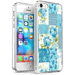 iPhone SE 5s 5 Case, Blue Flower Shock-Absorption TPU Rubber Bumper iPhone SE 5s 5 Case, Ultra Thin Slim Protective Cover for iPhone SE 5s 5-Clear