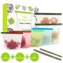 Reusable Silicone Food Storage Bags-6 packs, 2xLarge & 4xMedium Airtight Seal Food Preservation Bag, Plastic Conteiner Food Preservation Bag for Snacks, Sandwiches, Fruits, Lunch, Liquid, Meat