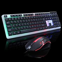 Alimao Special Sales Colorful LED Cool Illuminated Backlit USB Wired PC Rainbow Gaming Keyboard Mouse Set