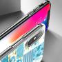 iPhone Xs Max Case, Soft TPU Slim-Fit Flexible Ultra-Thin Clear Case, Full-Body Rugged Bumper Print Blue Flower Case for iPhone Xs Max, Transparent