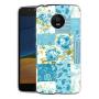 Moto G5 Case, Soft TPU Slim-Fit Flexible Ultra-Thin Clear Case, Full-Body Rugged Bumper Print Blue Flower Case for Moto G5, Transparent