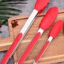 FOOX Kitchen Tongs with Silicone Tips, Tongs Set 3(7/9/ 12 inch) Best BBQ Tongs, Heavy Duty, Non-Stick Stainless Steel Silicone Tongs for Cooking