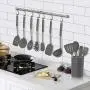 Silicone Cooking Utensil Set, AILUKI Kitchen Utensils 14 Pcs Cooking Utensils Set,Non-stick Heat Resistant Silicone,Cookware with Stainless Steel Handle - Grey