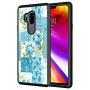 LG G7 ThinQ Case, Blue Flower Shock-Absorption TPU Rubber Bumper LG G7 ThinQ Case, Ultra Thin Slim Protective Cover for LG G7 ThinQ-Black