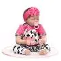 Reborn Baby Doll Outfits Accessories 4 Piece Set for 20"- 22" Newborn Girl Rose Red with Cow Patterns