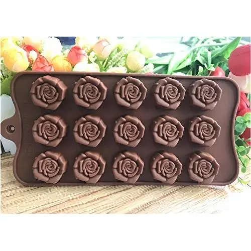 1 pcs 15-even Rose Flowers Shaped Silicone Chocolate Mold Cookware Baking Tool Kitchenware Fondant Cake Decoration Tool