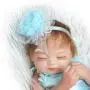 Pinky 26cm 10 inch Mini Hard Vinyl Silicone Full Body Reborn Baby Doll Realistic Newborn Dolls with Blue Dress Xmas Birthday Present