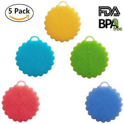 DOKRO Silicone Dish Sponge Antibacterial Sponge for Kitchen for Wash Pot Pan Dish Bowl / Fruit and Veggies(5pcs Mix Color)