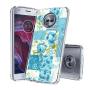 Moto X4 Case, Soft TPU Slim-Fit Flexible Ultra-Thin Clear Case, Full-Body Rugged Bumper Print Blue Flower Case for Moto X4, Transparent