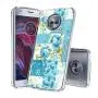 Moto X4 Case, Soft TPU Slim-Fit Flexible Ultra-Thin Clear Case, Full-Body Rugged Bumper Print Blue Flower Case for Moto X4, Transparent