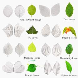 AK ART KITCHENWARE 16pairs Sugar Paste Flower Veining Molds Leaf Veiners Fontant Mold Cake Craft Tools (12 kinds of leaves)