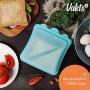 VAKTS Premium Silicone Reusable Food Bag - Larger 5 cup capacity Zip Top storage bags for Sandwiches, Meat, Fish, Sous Vide, Liquid, Snack, School Lunch, Fruit, Freezer. Easy Open and Close. Aqua Blue