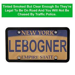 lebogner Car License Plates Shields and Frames Combo, 2 Pack Tinted Bubble Design Novelty Plate Covers to Fit Any Standard US Plates, Unbreakable Frame & Covers to Protect Plates, Screws Included