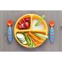 PandaEar Divided Unbreakable Silicone Baby and Toddler Plates - 3 Pack - Non-Slip - Dishwasher and Microwave Safe - FDA/LFGB Certified Silicone Blue Green Yellow
