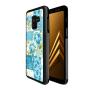 Samsung Galaxy A8 Case, Blue Flower Shock-Absorption TPU Rubber Bumper Samsung Galaxy A8 Case, Ultra Thin Slim Protective Cover for Samsung Galaxy A8-Black