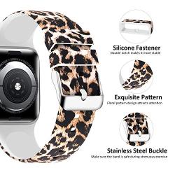 Lwsengme Compatible with Apple Watch Band 38mm 40mm 42mm 44mm, Soft Silicone Replacment Sport Bands Compatible with iWatch Series 5,Series 4,Series 3,Series 2,Series 1 (Leopard Print -6, 38MM/40MM)