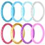 ThunderFit Thin and Stackable Silicone Rings, 8 Rings / 4 Rings / 1 Ring - Silicone Wedding Bands for Women - Diamond Pattern