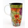 Cypress Home Ceramic Travel Mug with Gift Box, 17 ounces (Blooming Flowers)