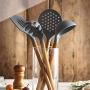 JunbosiKitchenware Silicone Kitchenware Cooking Spoon Shovel Spatula Colander Acacia Wood Shovel Wood Handle Silicone Kitchenware Set