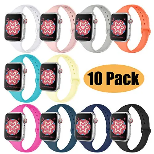 KOLEK Slim Band Compatible with Apple Watch 40mm 38mm 44mm 42mm, Waterproof Durable Silicone Sport Strap for Apple Watch Series 5 4 3 2 1 for Women Men