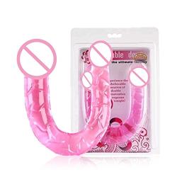 Faraway Real Silicone Double Head Dildo Sex Toy Product for Woman (Pink)