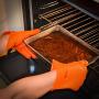 Heat Resistant Oven Gloves With Total Fingers - BBQ Grilling Mitt With Non-Slip Grip Design - One Size Fits All - Made From Food Grade Silicone - Insulated And Waterproof - Hand And Wrist Protection