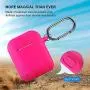 AirPods Case, Silicone Cover with U Shape Carabiner,360°Protective,Dust-Proof,Super Skin Silicone Compatible with Apple AirPods 1st/2nd (Rose Red)