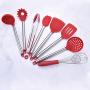 9Pcs/set Stainless Steel Kitchenware Silicone Heat Resistant Non-stick Cooking Baking Tool Spoon Cooking Utensils Dinnerware Set Black