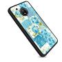 Moto E4 Case, Blue Flower Shock-Absorption TPU Rubber Bumper Moto E4 Case, Ultra Thin Slim Protective Cover for Moto E4-Black