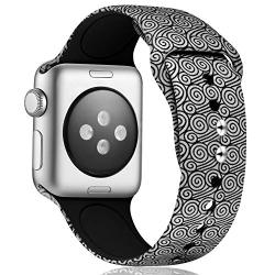 KOLEK Floral Bands Compatible with Apple Watch 42mm 44mm, Silicone Fadeless Pattern Printed Replacement Bands for iWatch Series 4 3 2 1, Cloud, M, L