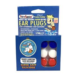 PUTTY BUDDIES Floating Earplugs 3-Pair Pack ? Soft Silicone Ear Plugs for Swimming & Bathing ? Invented by Physician ? Keep Water Out ? Premium Swimming Earplugs ? Doctor Recommended