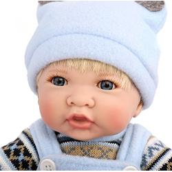 PURSUEBABY Real Life Reborn Baby Doll Boy with Blonde Hair Collectible Ferro 14 Inch Small Size Soft Body Reborn Toddler Doll Cuddle Snuggle Toy Gift Set for Children 3+