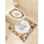 Tea Party Modern Toilet Sticker Design Cartoon Drawing Style Kitchenware and Tea Party Items Cups Pots Colorful Design Apartment Home Bathroom Decoration Set of 2 Multicolor