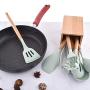 Kitchen Utensil, 9Pcs Kitchenware Set Silicone Beech Wood Handles Cooking Utensils Kitchen Tools, Slotted Turner/Spoon/Colander/Soup Ladle/Noodle Shovel/Scraper/Oil Brush/Egg-beater/Food Tong