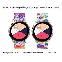 Koreda Compatible Samsung Galaxy Watch Active Bands/Galaxy Watch 42mm/Gear Sport Bands Sets, 20mm Soft Floral Print Sport Watch Strap Replacement Compatible Galaxy Watch Active 40mm R500 (2 Pack#1)