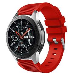 GOSETH Compatible with Samsung Galaxy (46mm),Watch Bands, 22mm Straight Stripe Silicone Wrist Strap Replacement Buckle Band for Samsung Galaxy SM-800/SM-805 SmartWatch (Red)