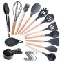 Kitchen Silicone Kitchenware Set of 22 Heat-Resistant Wooden Handle Pot Cooking Spoon Shovel Tool Cooking Baking Utensil Set