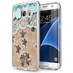 Samsung Galaxy S7 Case, Soft TPU Slim-Fit Flexible Ultra-Thin Clear Case, Full-Body Rugged Bumper Print Baby Turtle Case for Samsung Galaxy S7, Transparent
