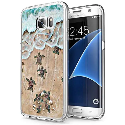 Samsung Galaxy S7 Case, Soft TPU Slim-Fit Flexible Ultra-Thin Clear Case, Full-Body Rugged Bumper Print Baby Turtle Case for Samsung Galaxy S7, Transparent