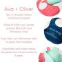 Ava + Oliver Silicone Bib Set - Waterproof Bibs Made with BPA Free Silicone - Perfect for Girls and Boys - Easy Clean Babies or Toddler Adjustable - Excellent Baby Shower Gift, Set of 2 (Navy/Gray)